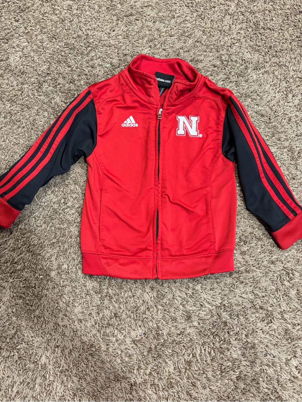 adidas Red & Black Nebraska Kids Track Jacket